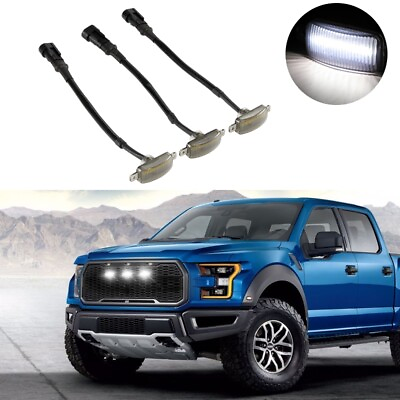 #ad 3X 12LEDs White LED Grille Lights Kit For Universal Ford Truck SUV Raptor Style $18.98
