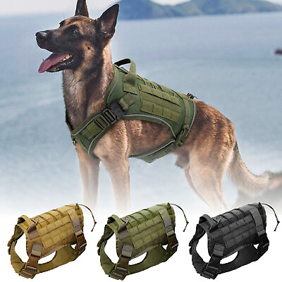 #ad #ad Tactical Dog Harness with Handle No pull Large Military Dog Vest US Working Dog $17.99