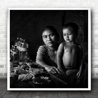 #ad Mother Son Kid Boy Shop Life Poor Village Hi Lombok Indonesia Wall Art Print GBP 14.99