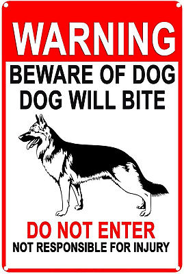 Metal Tin Sign German Shepherd Warning Sign Warning Beware Dog Tag Metal Tin Si $22.69