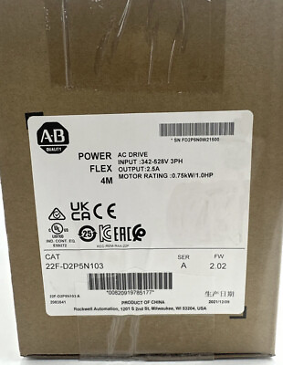 #ad New In Box AB Sealed PowerFlex 4M 0.75kW 1HP AC Drive 22F D2P5N103 US Stock $239.99