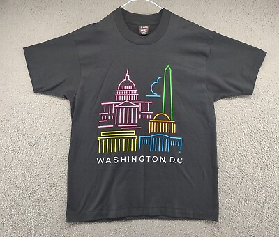 #ad Vintage Washington DC Neon Skyline Single Stitch T Shirt in Men#x27;s Size Large $19.99