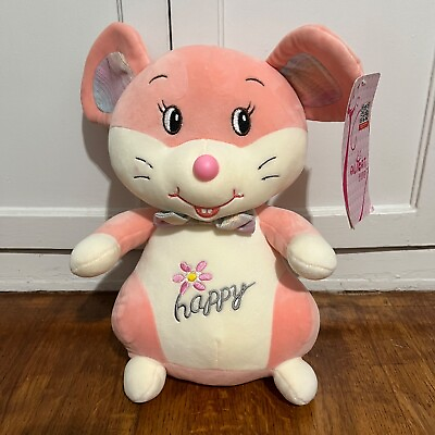 #ad Ailicat Squish Mouse Soft Stuff Animal Plush Pink 14quot; NWT $5.80