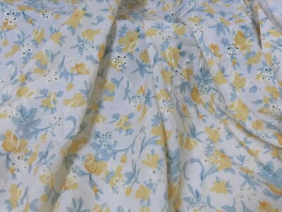 #ad Lace Fabric Yellow amp; Blue Floral Printed Eyelet Cotton Fabric for DIY Costumes $19.99