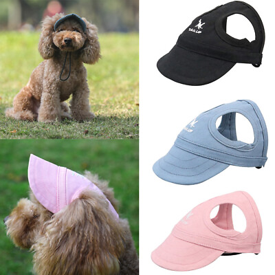 #ad Pet Hat With Ear Holes Dog Sport Baseball For Sun Protection Adjustable Buckle $12.65