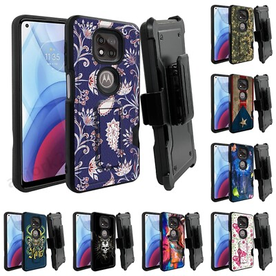 #ad Rugged Holster Case w Card Slot Tempered Glass Cover for Moto G Power 2021 k9 $13.95