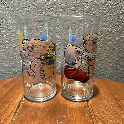 #ad Vintage E. T. Glasses Pizza Hut 1982 Collector’s Series Set Of 2 $15.25