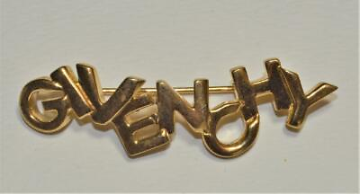 #ad Signed GIVENCHY Goldtone Polished Letters quot;GIVENCHYquot; Shape Pin Brooch $189.99