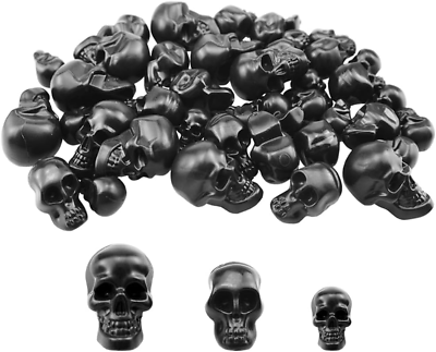 #ad 40 Counts Black Skull Mini Plastic Skull Heads Decor Halloween Skeleton Head for $16.95
