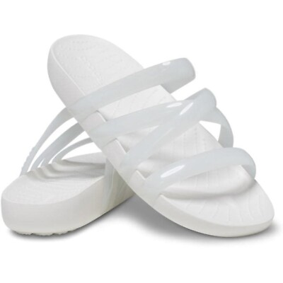 #ad Crocs Splash Glossy Strappy White Sandal Slip On 208537 100 Women’s Size 9 NEW $29.74