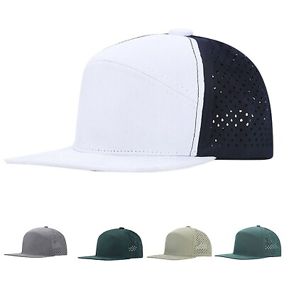 #ad Men Flat Brim Baseball Cap Adjustable Performance Snapback Hat Perforated Cap $5.99