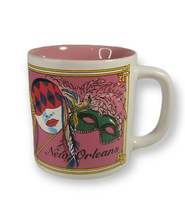 #ad NEW ORLEANS Louisiana MARDI GRAS Mask COFFEE MUG Pink Souvenir Cup FAT TUESDAY $12.99