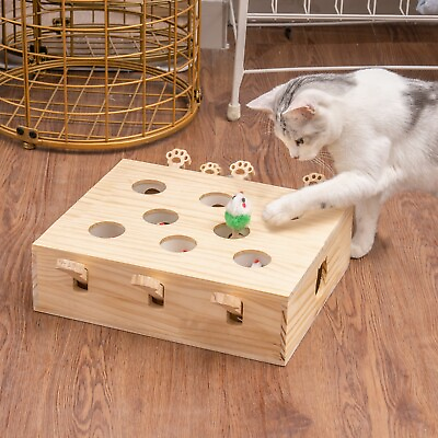 #ad Mewoofun 8 Holes Cat Toys Interactive Whack a mole Solid Wood Toys for Indoor $31.99