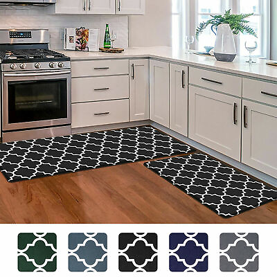 #ad Kitchen Floor Mat Set of 2 Comfortable Kitchen Rug Water Oil Absorbent Standing $20.99