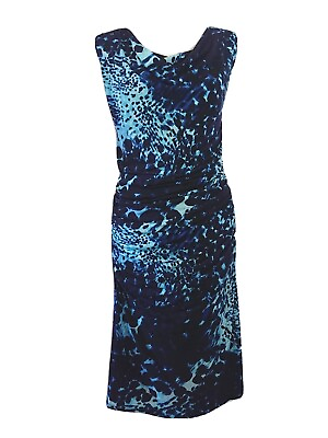 #ad Kaliko Dress Size 12 Blue Navy Bodycon Cowl Stretch Ruched Occasion Wedding VGC GBP 10.00
