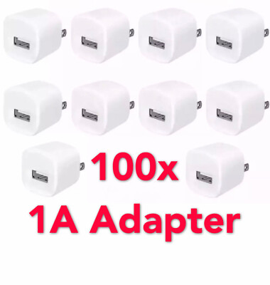 #ad Lot 100 X WHITE USB Wall Charger AC Power Adapter For iPhone 4 5 6 7 8 US $91.99