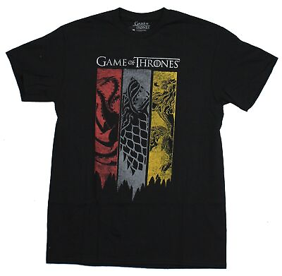 #ad Game of Thrones Adult New T Shirt Tattered Banners Stark Targaryen Lannister $14.98