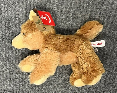 #ad Aurora Tan Brown 8quot; Plush Wolf Dog with Tag $8.99