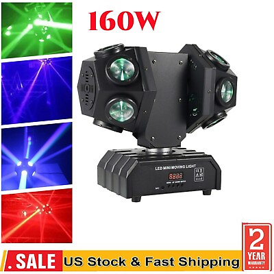 #ad 160W 3 in1 RGBW LED Rotating Beam Stage Lights Moving Head Disco Strobe Lighting $97.85