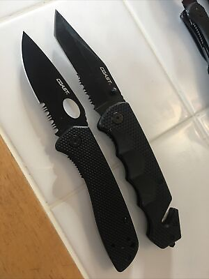 #ad Lot Of 2 Coast DX330 tanto liner lock and combo edge blade And Drop Point Serr $16.00
