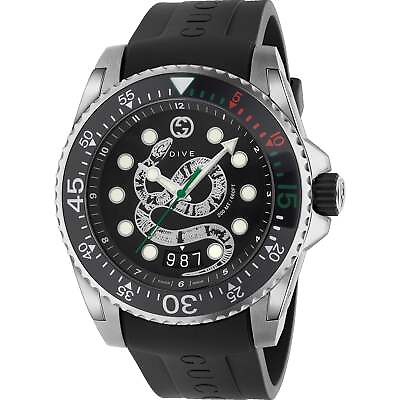 #ad Gucci YA136217 Dive 45MM Men#x27;s Black Rubber Watch $848.60