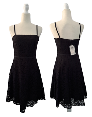#ad Ann Taylor Women#x27;s Spaghetti Straps Lace A Line Cocktail Party Black Dress 6P $22.00