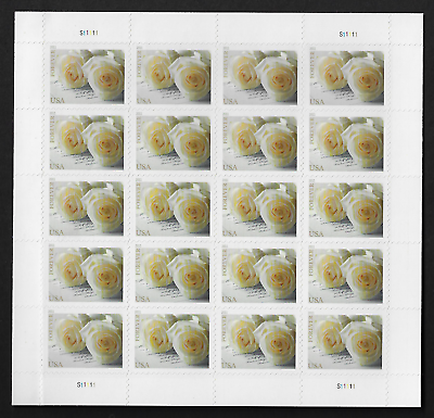 #ad US Stamps Full Pane of 20 Vintage White Rose Wedding Invitation #4520 MNH $29.92