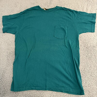 #ad 1990s Vintage J. Crew Green Pocket Single Stitch T Shirt Men’s Size Large Rare $25.00