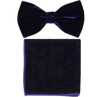#ad New in box formal men#x27;s pre tied Bow tie amp; Pocket Square Hankie Velvet Purple $16.95