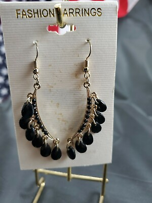 #ad Decorative Fashion Jewelry Dangle Pierced Earrings #194 Black $6.95