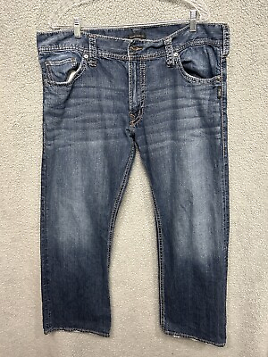 #ad Silver Zac Jeans Mens Size 40x34 40x32 Medium Wash Straight Fit Mid Rise $29.88