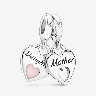 #ad New Pandora Mother and Daughter Dangle Charm Bead w pouch Always in my Heart $33.98