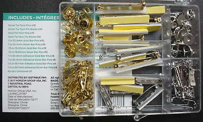 #ad 101pc Bar Pin Tie tack Finding Value Pack assortment Silver Gold AS002 $4.95