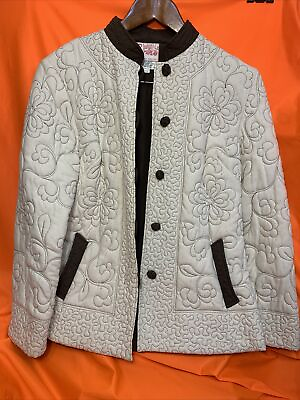 #ad Shangri La Women’s Quilted Coat 100% Silk Made in Hong Kong Medium $145.50