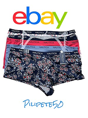 #ad NAUTICA 5 PACK BOY SHORT PANTIES FLORAL LOGO MULTICOLOR NT9695 Size: 2X SEXY $27.50