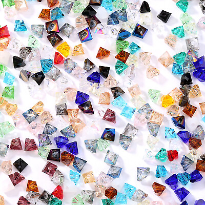 Faceted Crystal Glass Beads Jewelry Making Loose Spacer Beads 6*4mm Triangle DIY C $3.60