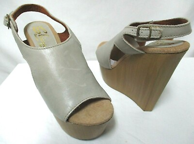 #ad Sbicca gray Leather Wood platform buckle Sandals gray NEW Size Sz 40 9 $29.99