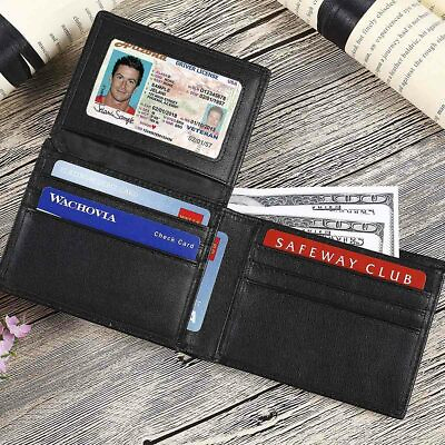 #ad Black Top Quality Leather ID Window RFID Wallet for Cards ＆ Cash Extra Capacity $16.14