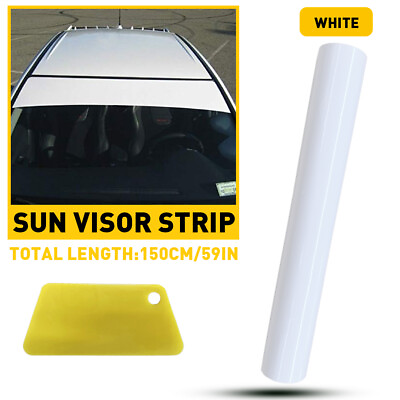 #ad Universal Windshield Banner White Decal Vinyl Sun Strip White 10*60quot; $10.99