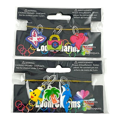 #ad Lot of 6 PCS 2 x 3 packs Loom Charms Bracelet Purse Bag Heart Fish Tree $8.99