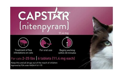#ad Capstar Nitenpyram 11.4mg 6 Tablets For Cats 2 25 LBS $24.95