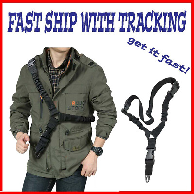 #ad Tactical One Single Point Sling Strap Bungee Rifle Gun Sling with QD Buckle $6.99