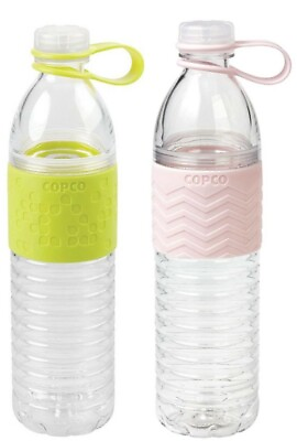 Copco Hydra Plastic Large Reusable Sports Water Bottle 20 Oz 2 Pack Green Pink $26.99