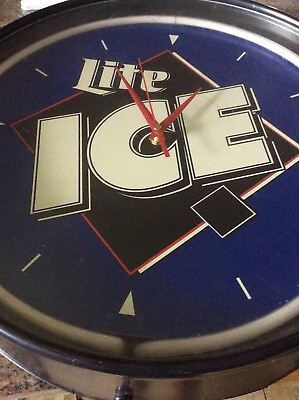 #ad Miller Lite Ice Beer Clock 17 In. Diameter White Neon Lite $22.60