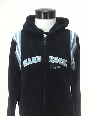 #ad Hard Rock Cafe Hoodie Jacket MIAMI NFL Jersey Style Blue Sewn Women#x27;s XL RARE $38.97