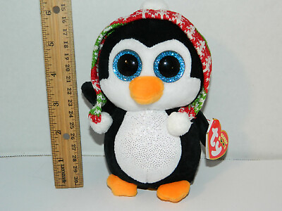 #ad 6quot; NWT TY beanie Boos Boo Penelope Penguin Winter cap big eyes Christmas Gift $11.95