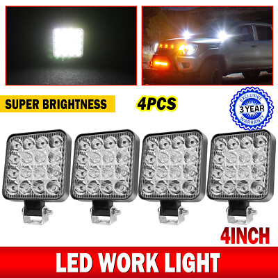 #ad 4Pcs Square LED Work Light Pods SPOT Lights For Truck Off Road Tractor 12V $16.99