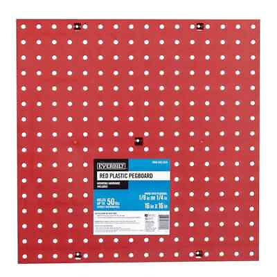 #ad Everbilt 16 in. H x 16 in. W Plastic Pegboard in Red 50 lbs. Capacity 10 Pack $5.00