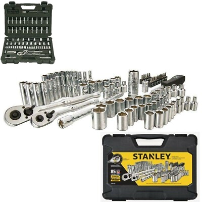 #ad SAE Metric Mechanics Tool Set 85 Piece Ratchet amp; Socket Sets 1 4 in. and 3 8 in $47.81