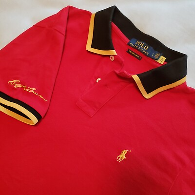 #ad Polo Ralph Lauren Custom Slim Fit Mesh Polo Mens L In Ralph Red MSRP $110 $26.00